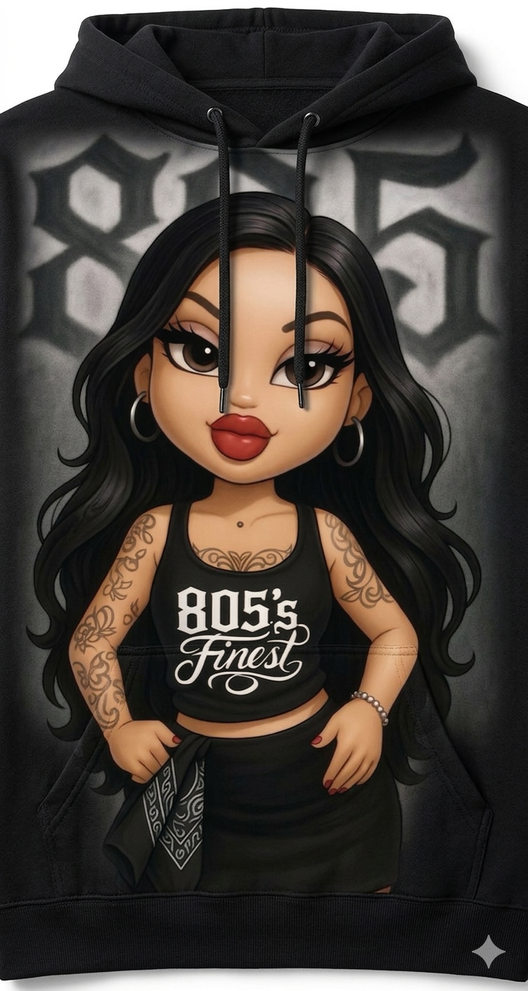 805’s Finest Baddie doll hoodie