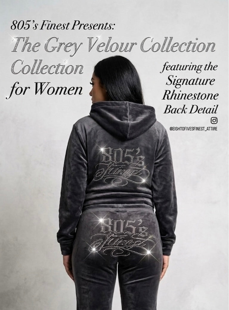 805’s Finest grey velour tracksuit set