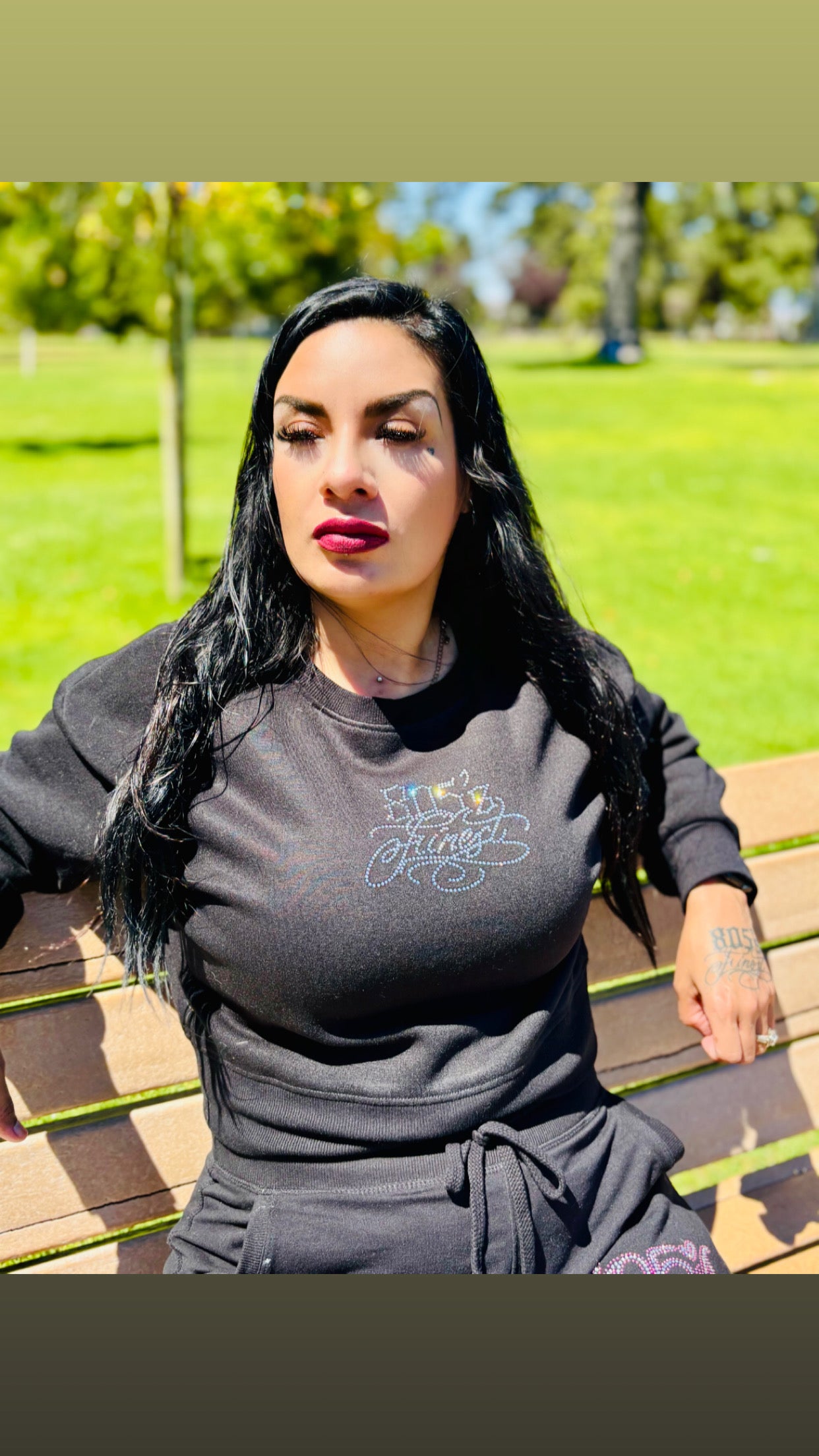 805’s Finest Rhinestone crew neck sweaters