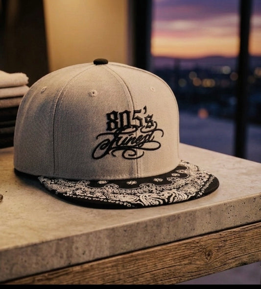 805’s Finest Grey bandana snap back hat