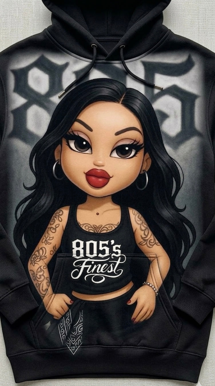 805’s Finest Baddie doll hoodie