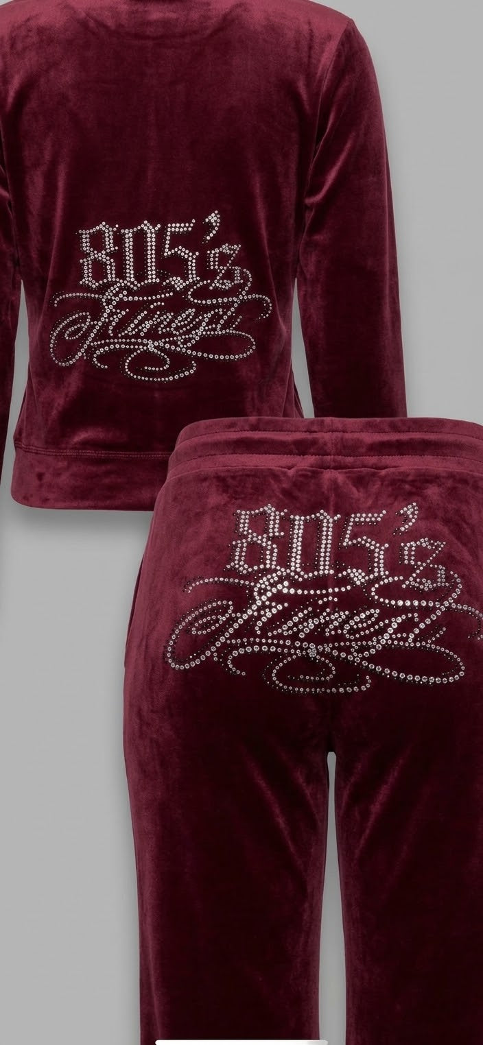 805’s Finest Burgundy tracksuit set