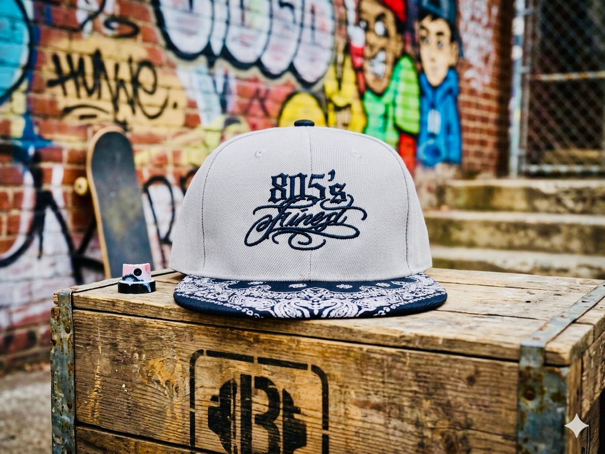 805’s Finest Grey bandana snap back hat