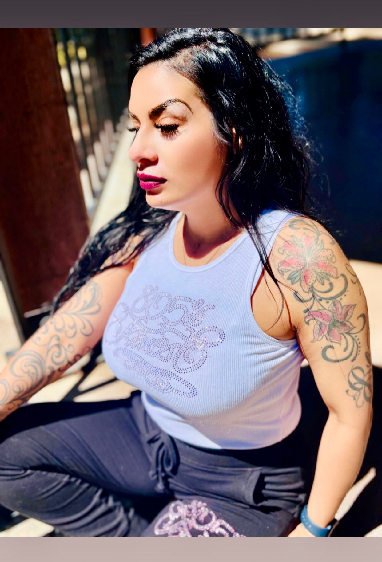 805’s Finest Pink Rhinestone Tank Top