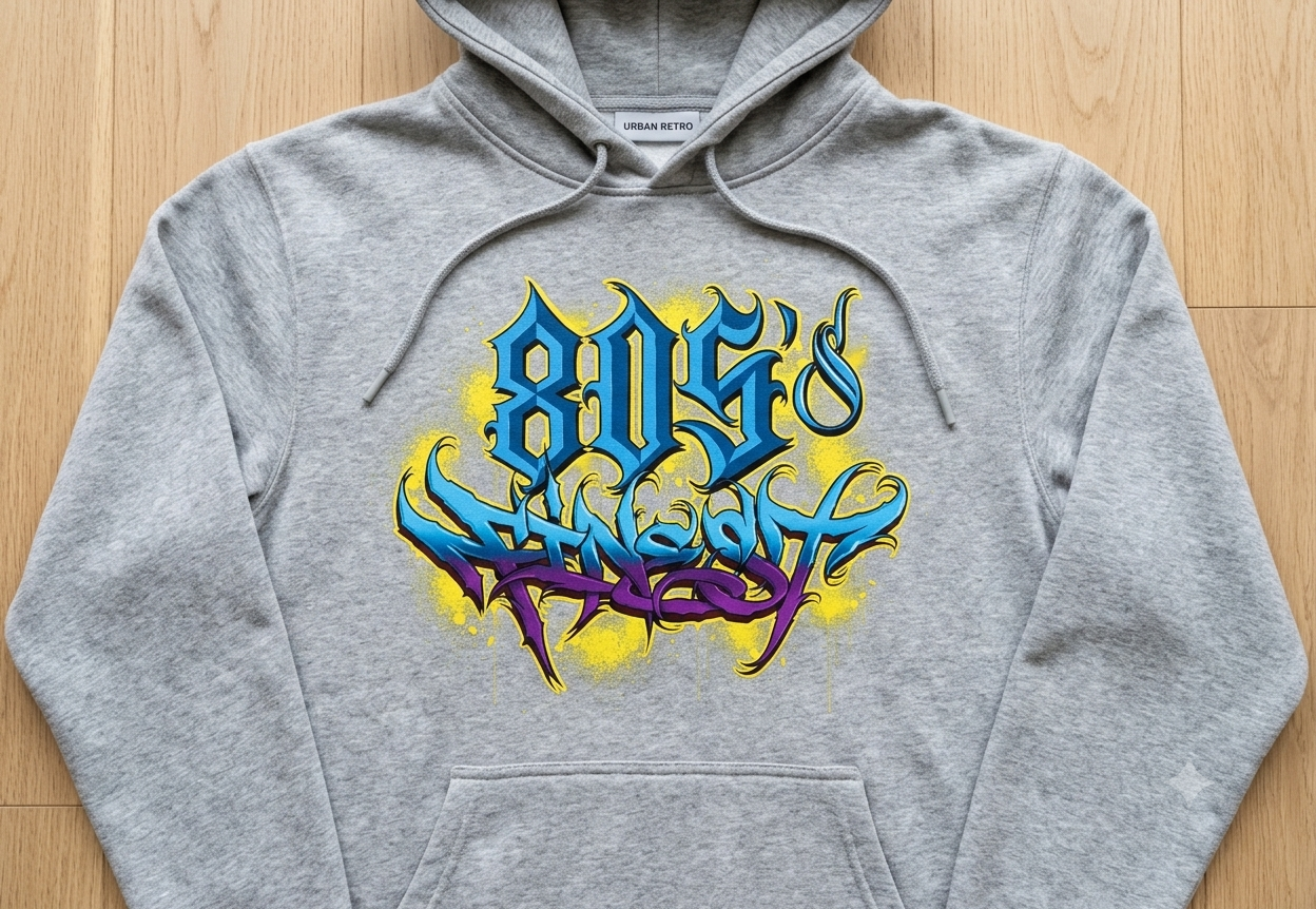 805’s Finest Graffiti style hoodie in grey