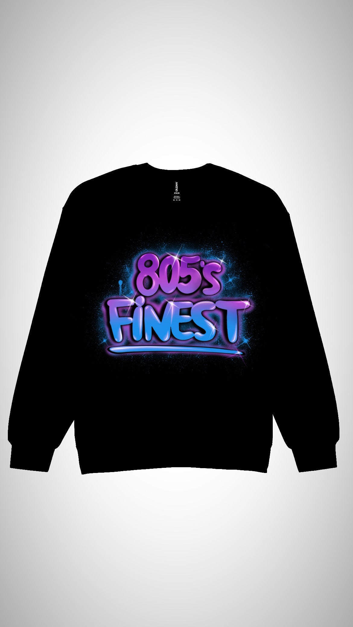 805’s Finest crew neck bubble letters